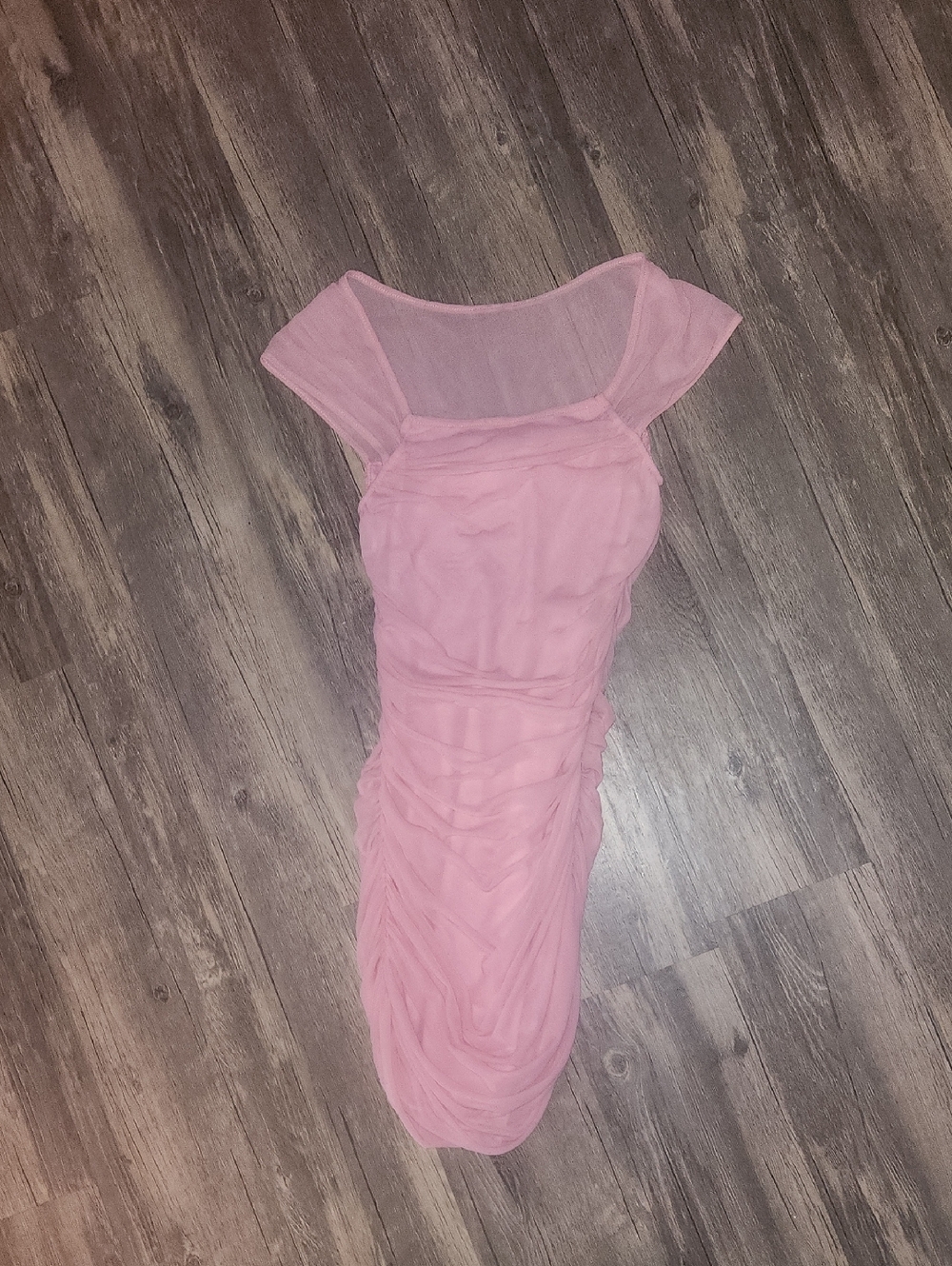 Pink Sheer Ruched Women’s Dress